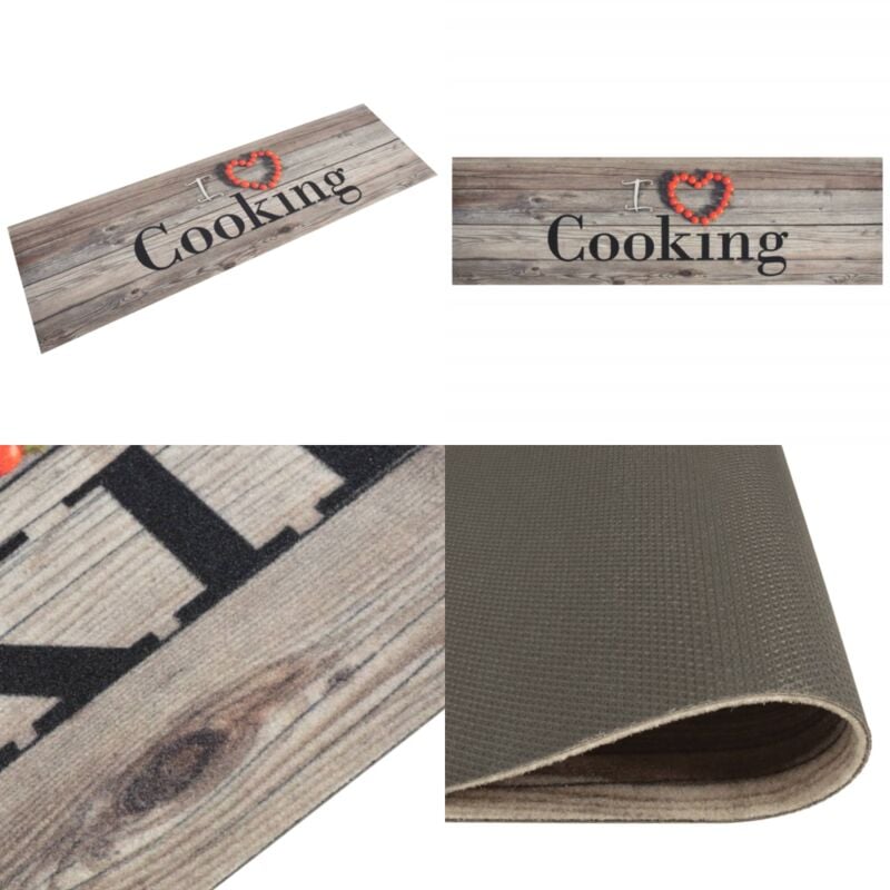 Vidaxl - Tapis de cuisine lavable impression cuisine gris 45x150 cm - Tapis De Cuisine - Tapis Absorbant - Tapis Décoratif - Tapis Moderne - Tapis