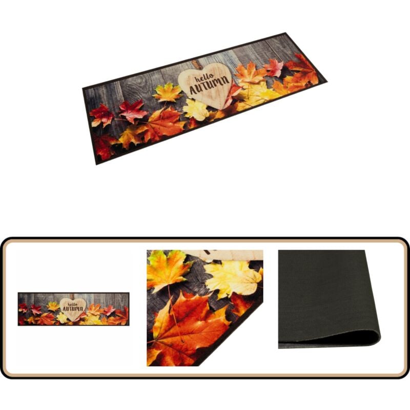 Vidaxl - Tapis de cuisine lavable impression d'automne 45x150 cm velours - Tapis De Cuisine - Tapis Absorbant - Tapis Décoratif - Tapis Salle à