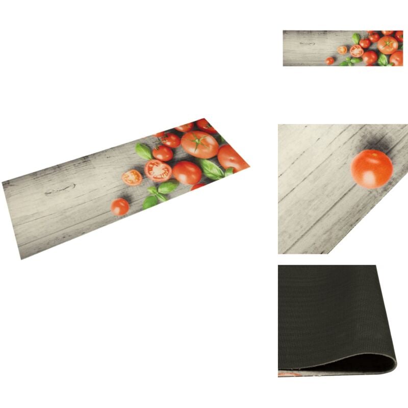Tapis de cuisine lavable impression de tomates 45x150cm velours - Tapis De Cuisine - Tapis Absorbant - Tapis Décoratif - Tapis Moderne - Tapis Gris