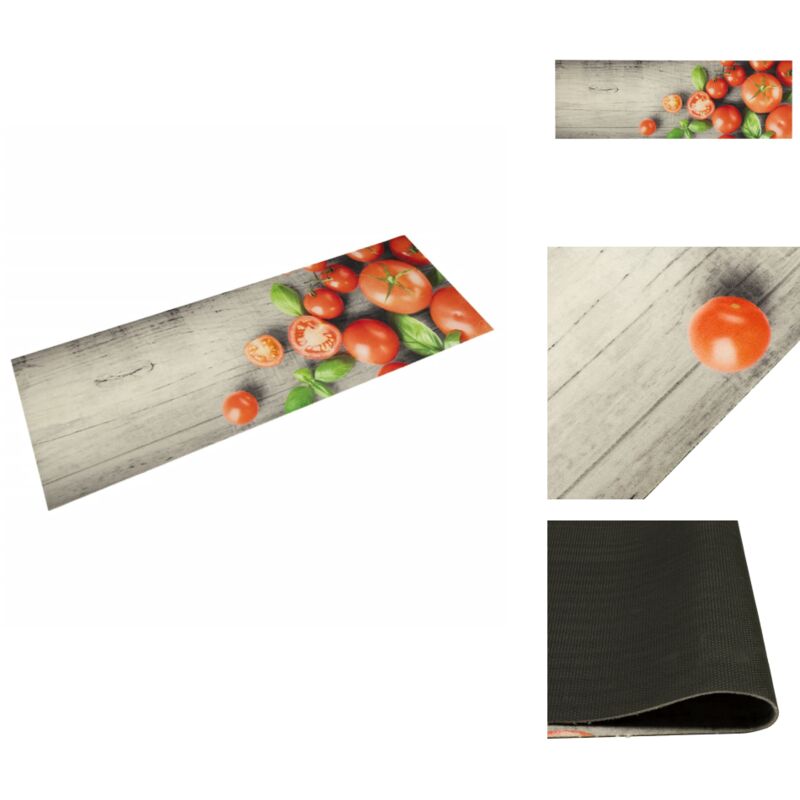 Tapis de cuisine lavable impression de tomates 60x180cm velours - Tapis De Cuisine - Tapis Absorbant - Tapis Décoratif - Tapis Moderne - Tapis Gris