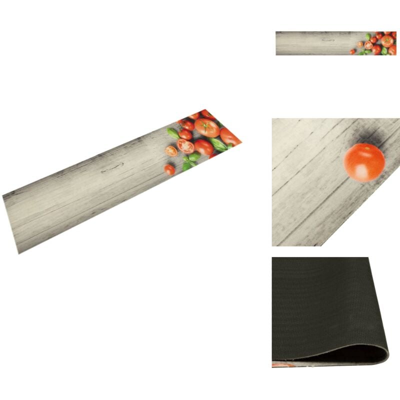 Tapis de cuisine lavable impression de tomates 60x300cm velours - Tapis De Cuisine - Tapis Absorbant - Tapis Décoratif - Tapis Moderne - Tapis Gris