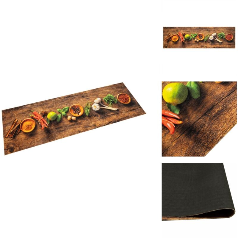 Vidaxl - Tapis de cuisine lavable impression d'épices 45x150 cm velours - Tapis De Cuisine - Tapis Absorbant - Tapis Décoratif - Tapis Velours