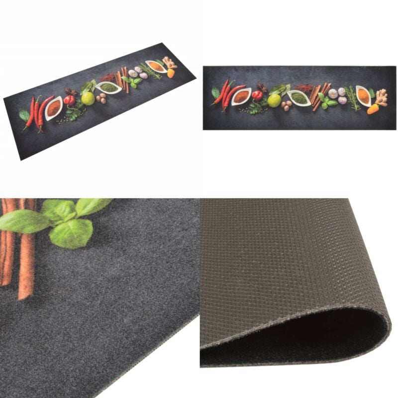 Vidaxl - Tapis de cuisine lavable impression d'épices 60x180 cm velours - Tapis De Cuisine - Tapis Absorbant - Tapis Décoratif - Tapis Multicolores