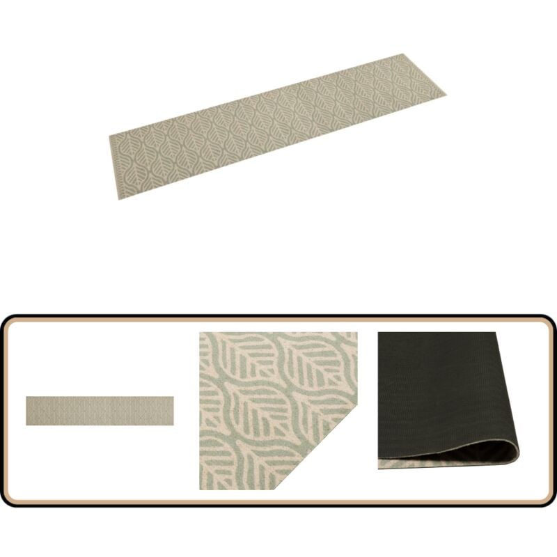 Vidaxl - Tapis de cuisine lavable impression feuilles 60x300 cm velours - Tapis De Cuisine - Tapis Vert - Tapis Salle De Bain - Tapis Absorbant