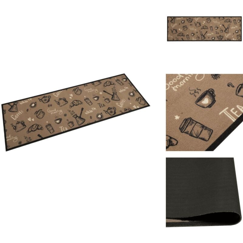 Vidaxl - Tapis de cuisine lavable imprimé Morning brun 60x180 cm velours - Tapis De Cuisine - Tapis Absorbant - Tapis Décoratif - Tapis Salle De Bain