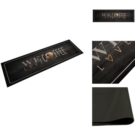 Tapis de cuisine lavable texte Coffee 45x150 cm velours - Tapis De Cuisine - Tapis Absorbant - Tapis Décoratif - Tapis Noir - Tapis Salle De Bain