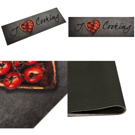 Tapis de cuisine lavable texte Cooking 45x150 cm velours - Tapis De Cuisine - Tapis Absorbant - Tapis Décoratif - Tapis Salle De Bain - Tapis Entrée - Home & Living