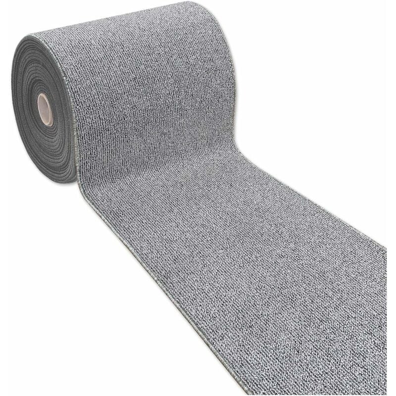 Tapis de Cuisine Moderne Au Mètre H57 Coureur Bordé Absorbant Antidérapant Lavable Couleur unie Gris