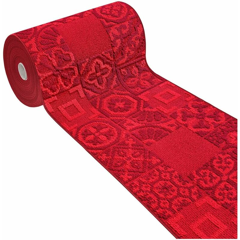 Emmevi Mv S.p.a. - Tapis de Cuisine Moderne Coureur Bordé Absorbant Antidérapant Lavable Maiolique 3D Bordeaux - 57x270 cm