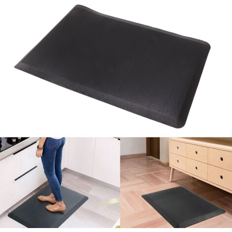 Tapis de cuisine - PVC Noir 44x70cm - Anti-dérapant et imperméable - Tapis pour sol cuisine et salle de bain - Decoration pour maison bureau hotel