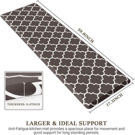 Tapis de cuisine Tapis de cuisine rembourré antifatigue, 17,3 "x 60", Tapis et tapis de cuisine imperméables antidérapants Tapis de confort ergonomique en PVC robuste pour la cuisine, le sol, la mais