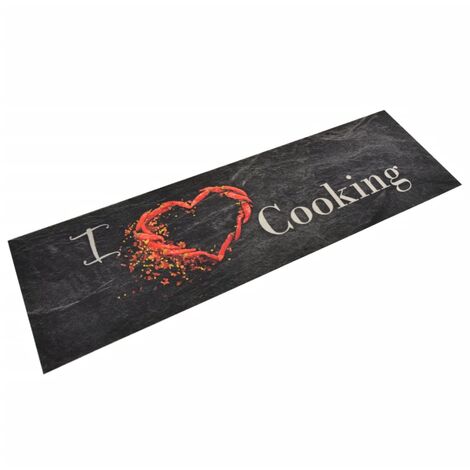 Tapis de cuisine Tapis de salon  Tapis d'entrée lavable impression cuisine noir 45x150 cm 19366