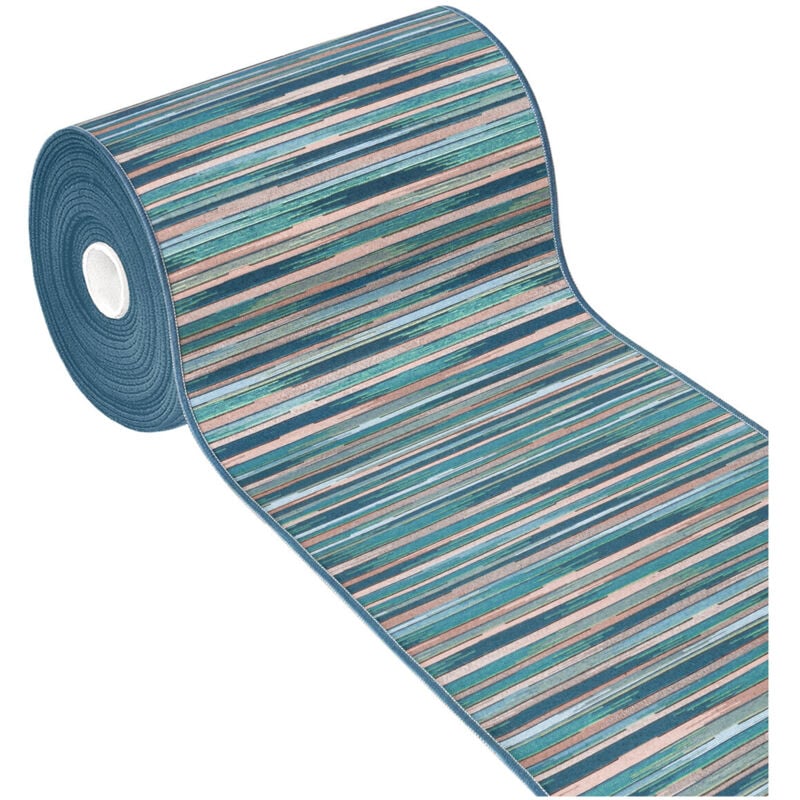 Emmevi Mv S.p.a. - Tapis de Cuisine Texture Plate Coureur Lavable Antidérapant Moderne motif Bamboo Bleu - 52x190 cm