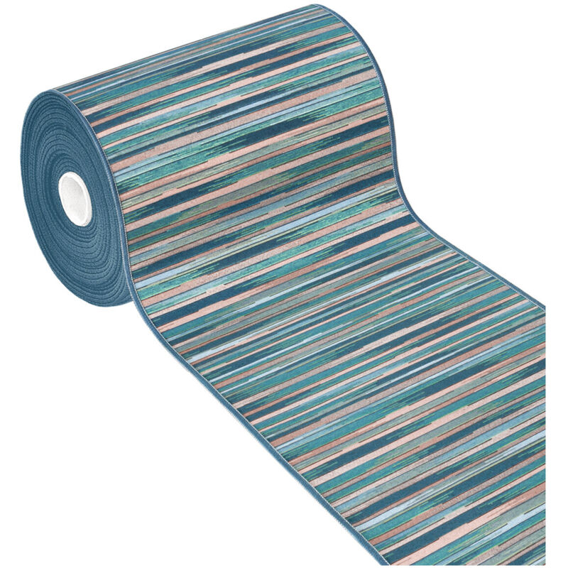 Emmevi Mv S.p.a. - Tapis de Cuisine Texture Plate Coureur Lavable Antidérapant Moderne motif Bamboo Bleu - 52x240 cm