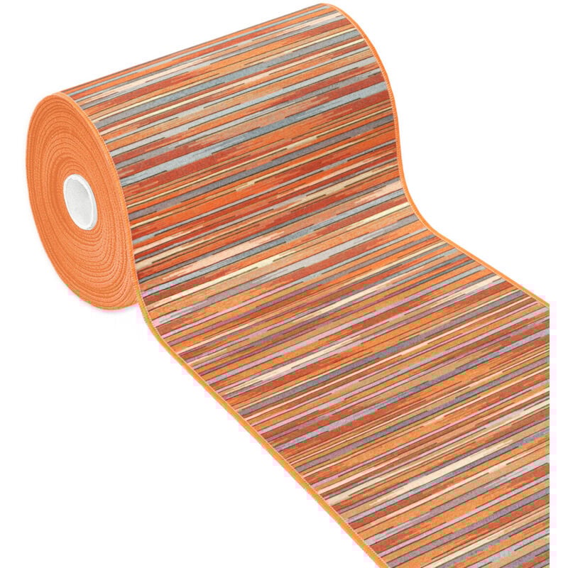 Tapis de Cuisine Texture Plate Coureur Lavable Antidérapant Moderne motif Bamboo Orange - 52x80 cm