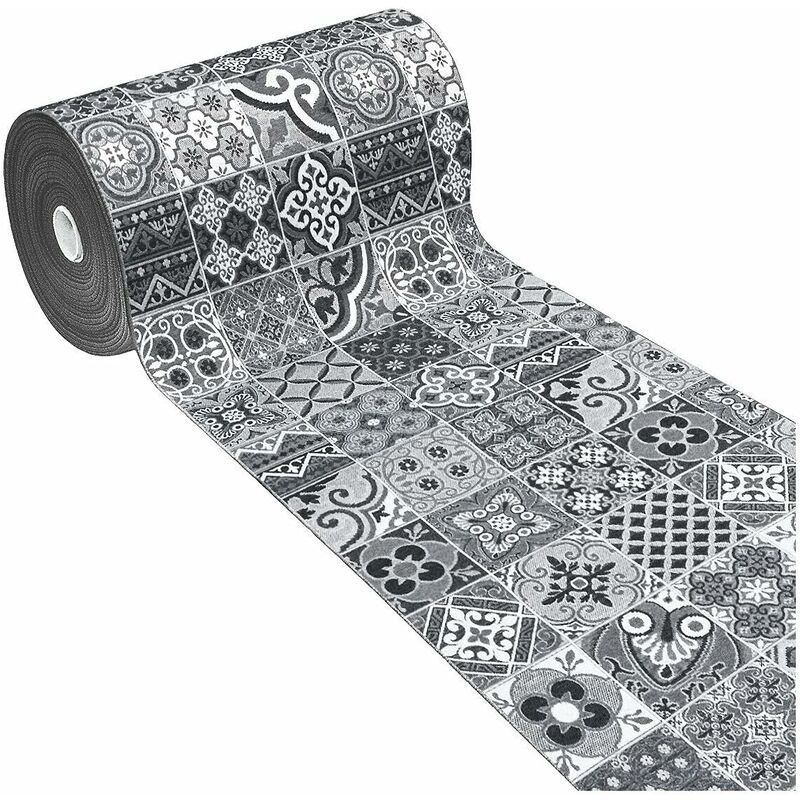 Emmevi Mv S.p.a. - Tapis de Cuisine Tissu Gobelin Coureur Lavable Antidérapant Moderne motif Majolique Gris - 54x110 cm