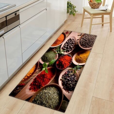 Tapis De Cuisine Une Piece Absorbant De L'eau Antidérapant Imprimé 60 X 90 Cm-PJ210622-A008