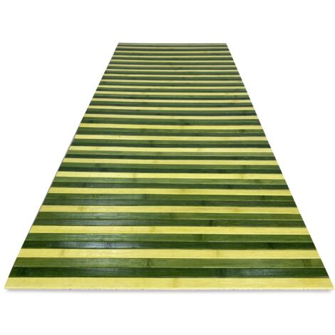 TAPIS de CUISINE WOODY en BOIS de BAMBOU, OMBRÉE de VERT, de toutes les tailles Cm. 50/55x180