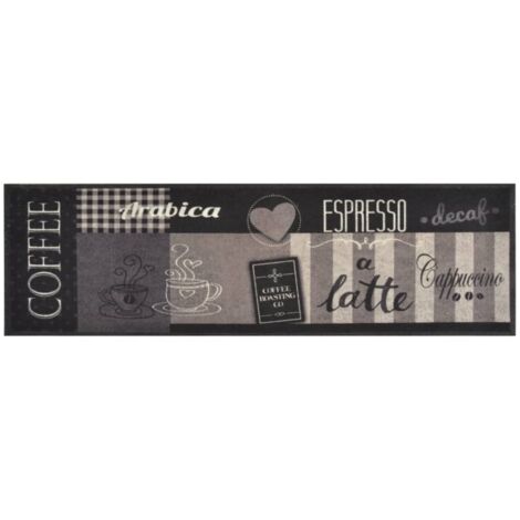 Tapis de cuisine，Tapis de sol lavable impression café noir 45x150 cm velours CFW263676