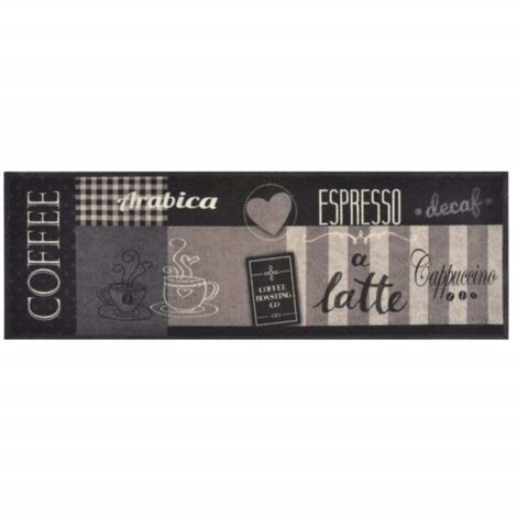 Tapis de cuisine，Tapis de sol lavable impression café noir 60x180 cm velours CFW470481