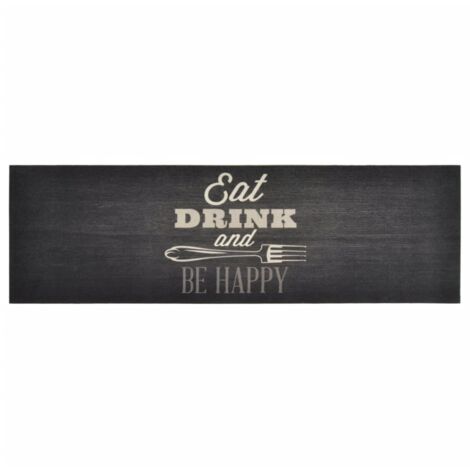 Tapis de cuisine，Tapis de sol lavable impression cuisine，Tapis de sol noir 60x180 cm CFW184537