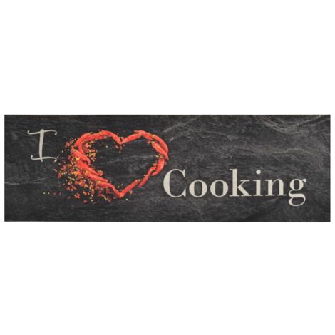 Tapis de cuisine，Tapis de sol lavable impression cuisine，Tapis de sol noir 60x180 cm CFW443786