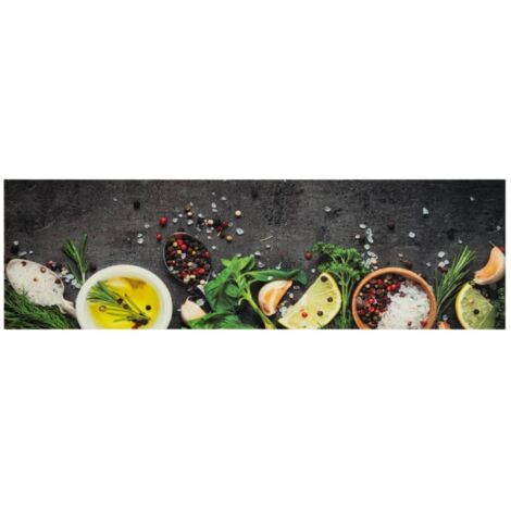 Tapis de cuisine，Tapis de sol lavable impression d'épices 45x150 cm velours CFW427804