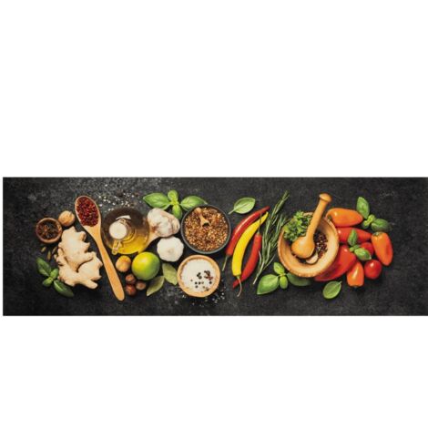 Tapis de cuisine，Tapis de sol lavable impression d'épices 60x180 cm velours CFW342990