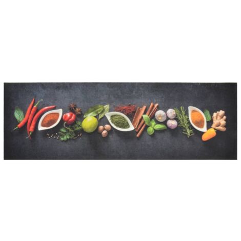 Tapis de cuisine，Tapis de sol lavable impression d'épices 60x180 cm velours CFW806359