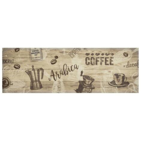 Tapis de cuisine，Tapis de sol lavable imprimé café marron 60x180 cm velours CFW669679