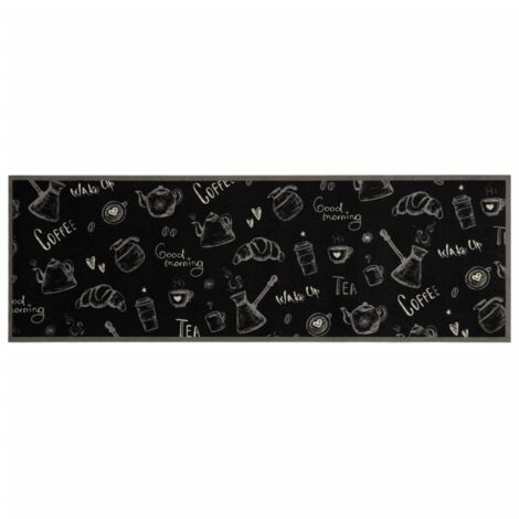 Tapis de cuisine，Tapis de sol lavable imprimé Morning noir 60x180 cm velours CFW939326