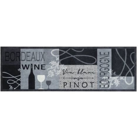 Tapis de cuisine，Tapis de sol lavable imprimé Wine gris 60x180 cm velours CFW262424