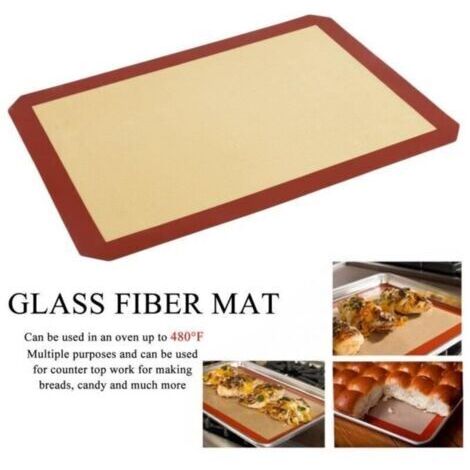 Tapis de Cuisson 42cm x 29.5cm Silicone Antidérapant Pâtisserie Rouge