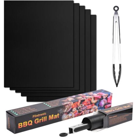 Tapis de Cuisson Barbecue, 5 PCS 40 50cm Tapis Barbecue Set Réutilisable, Nettoyage Facile et Anti-adhérent pour Charbon, au Four et électriques etc