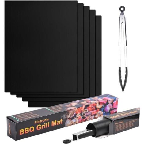 Tapis de Cuisson Barbecue Réutilisable 5 Pièces 40 × 50 cm Antiadhésif Facile à Nettoyer pour Grill à Charbon Four Électrique et Gaz