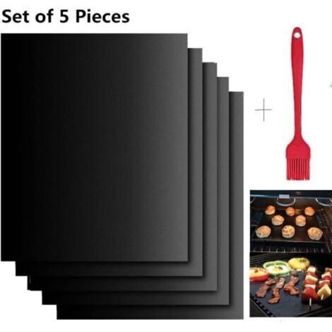 Tapis de cuisson - BBQ - Set de 5 - 40cm x 33cm - Anti-adhérent - Réutilisable