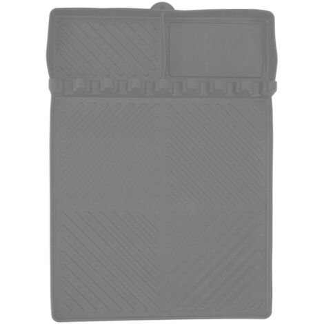 Tapis de Cuisson en Silicone 8 Fentes 40x29cm Antidérapant Résistant à la Chaleur Accessoire de Plancha pour Cuisine Grise