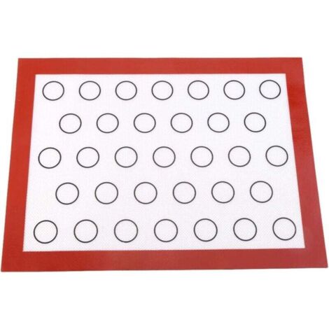 Tapis de cuisson en silicone, antiadhésif, lavable, réutilisable, pour la maison et la cuisine (40 x 30 cm) (rouge)