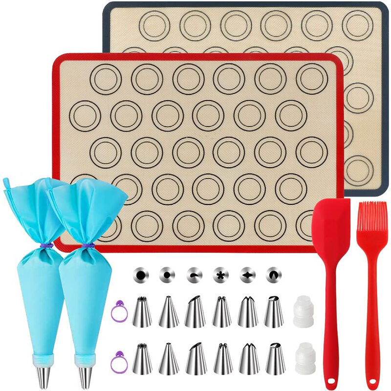 Tapis de cuisson en silicone Macaron - Ensemble de 23 pièces, tapis de cuisson en silicone/macaron antiadhésif/gateau/tapis de pain, tapis de cuisson