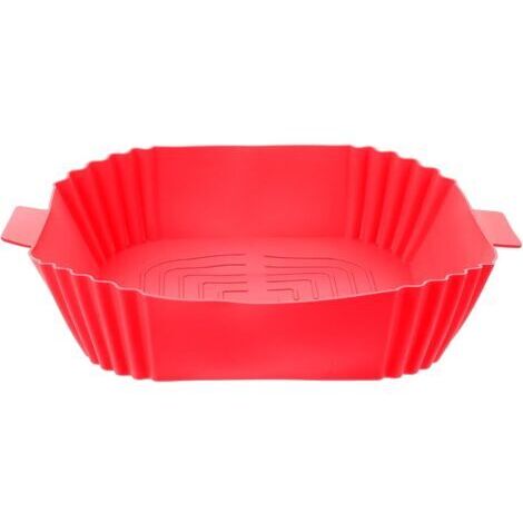 Tapis de cuisson réutilisable en silicone rouge pour friteuse à air, revêtement antiadhésif, lavable, résistant à l'huile, accessoire pour friteuse à air.
