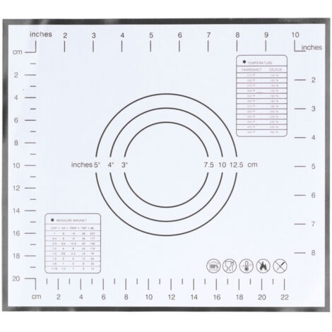 Tapis de cuisson Tapis de pte en silicone antidérapant résistant à la chaleur avec échelle pour la cuisine à domicile 29x26cmNoir