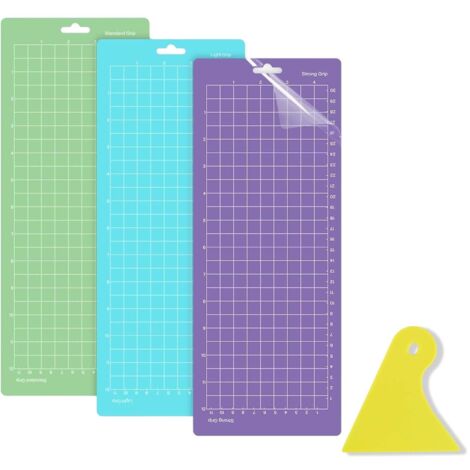 Tapis de découpe pour Cricut Joy, lot de 3 (30,5 x 11,4 cm), accessoires pour traceur et machine à écrire, colle de remplacement (StandardGrip/LightGrip/StrongGrip)