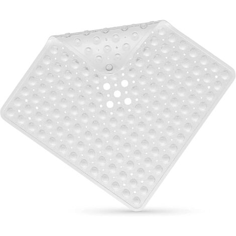 Tapis de douche 53 x 53 cm résistant à la moisissure tapis de douche carré antidérapant avec ventouses blanc lavable en machine