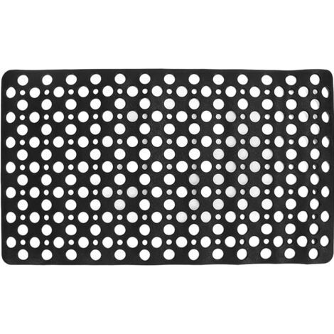 Tapis de Douche Anti-Dérapant TPE Noir avec Trous de Drainage pour Salle de Bain, Spa ou Gym Domestique 74x41 cm