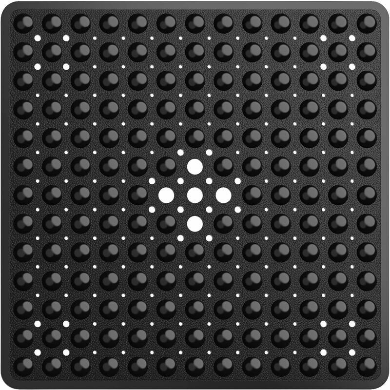 Tapis de Douche Anti-dérapants Tapis de Bain avec Ventouse, Douche avec Trous de vidange, 53 × 53cm, Transparent Noir