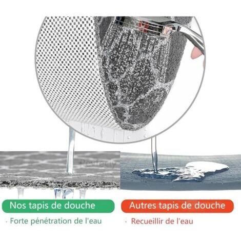 Tapis de douche antidérapant, 40x60 cm, doux et confortable, en PVC élégant, avec crochets et bonne perméabilité à l'eau.
