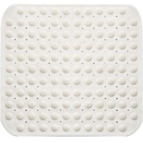 Tapis De Douche Antidérapant, 48 x 48 cm Tapis de Douche, Tapis Antidérapant Avec Ventouses, Pour Sauna, Salle de Douche, Résistant à la Machine à Laver, Carré, Blanc