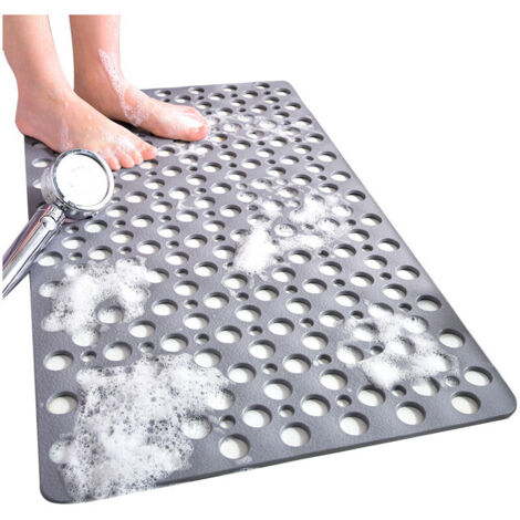Tapis de Douche antiderapant, 53x53 cm carré Tapis de Bain, Lavable en Machine Tapis Baignoire antidérapant avec Ventouse, Gris