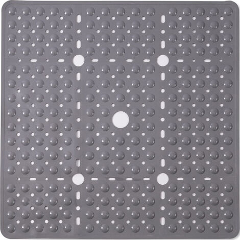 Tapis de Douche Antidérapant, Carré Tapis de Bain 69x69cm sans BPA, Tapis de Baignoire Résistant à la Moisissure et Lavable en Machine, gris