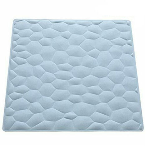 Tapis De Douche Antidérapant En Caoutchouc Effet Pierre Bleu 54 X 54 Cm